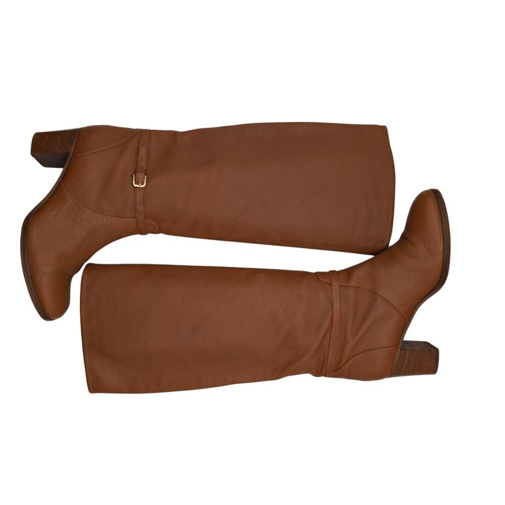 J.Crew Made in Italy Booker Midsole Buckle Brown Leather Tall Boots Size 9
